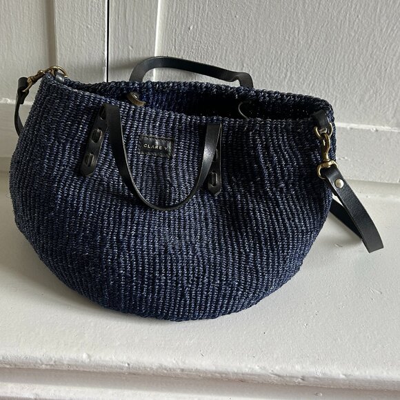 Clare V. Navy Woven "Petit Kenya" Bag - Picture 1 of 5